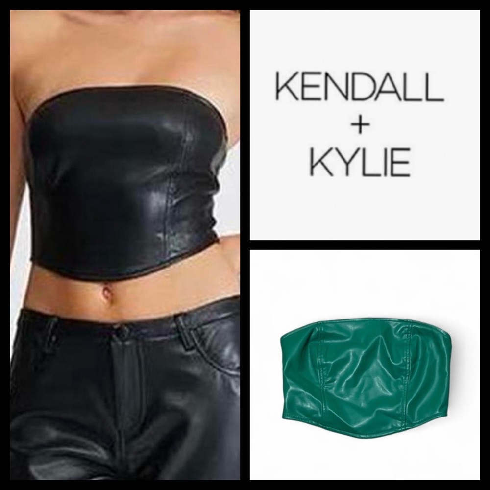 NWOT Kendall & Kylie Green Faux Leather Bustier Corset Top